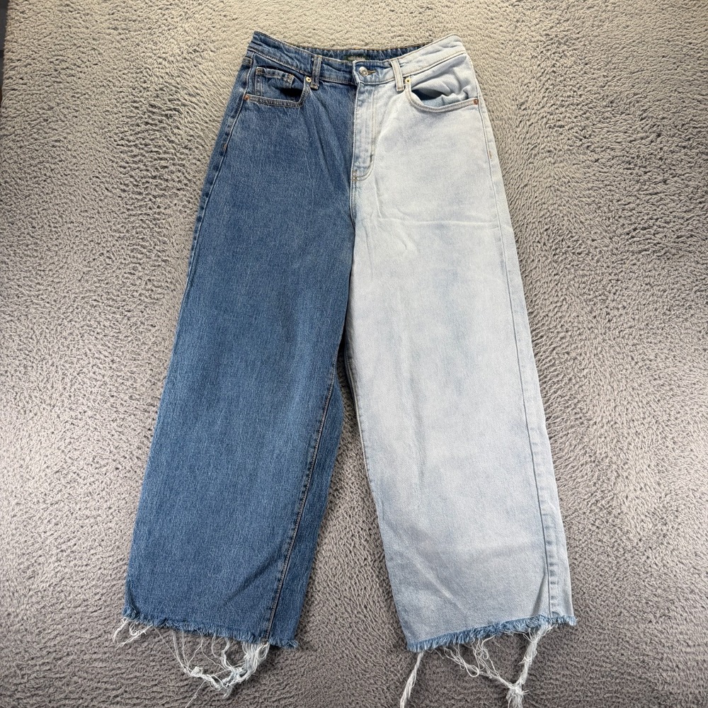 Wild Fable Jeans Womens 6 Blue Cotton Denim Wide-Leg Raw-Hem Travel Workwear‎